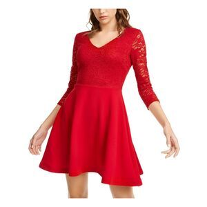 B DARLIN Red 3/4 Sleeve Short Dress 5/6